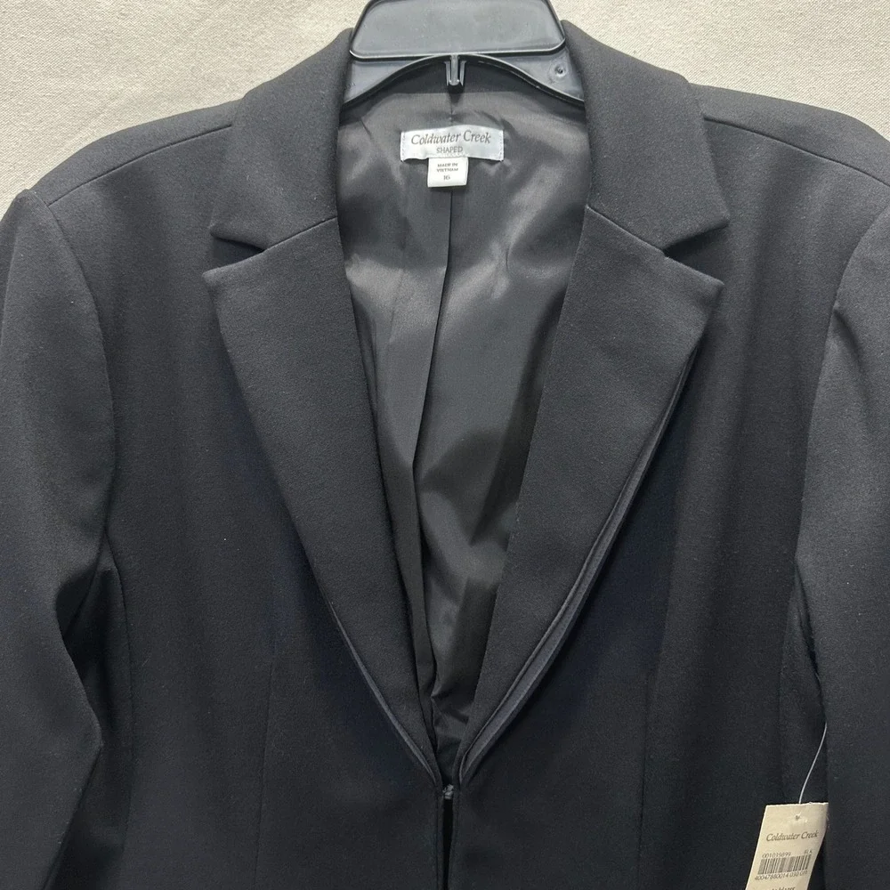 Coldwater Creek Minimalist Black Ponte Shaped Blazer Sz 16 Academia Office NWT